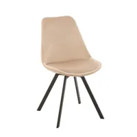 chaise design ratri tissu beige, pieds métal noir