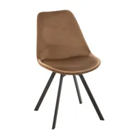 chaise design ratri tissu marron, pieds métal noir