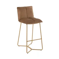 chaise de bar ratri velours marron / pieds métal