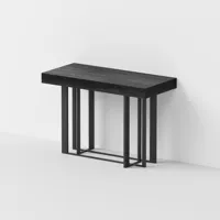table console extensible 6 couverts cemento 50/134x110x75cm structure métal noir plateau gris béton