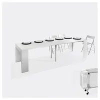 table console extensible avec 6 chaises pliantes marvel blanc