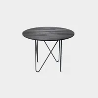 table basse ronde shape acier gris ardoise bois éco laminé finition noir carbone