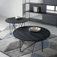 table basse ronde shape composition acier noir bois stratifié finition noir carbone