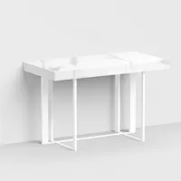bureau supra acier blanc top bois éco laminé finition marbre blanc