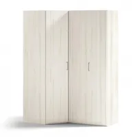 armoire d'angle équerre porte droite pliante 130,8 x 220 cm finition chêne blanchis