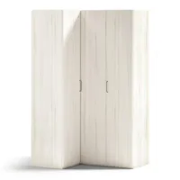 armoire d'angle équerre porte droite pliante 130,8 x 240 cm finition chêne blanchis 1 étagère intérieure