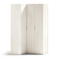 armoire d'angle équerre porte droite pliante 140,8 x 240 cm finition chêne blanchis intérieur double