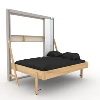 lit escamotable au plafond juno horizontal étagère 160*200 cm pin encadrement cachemire