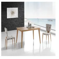 table repas  nordic 6 couverts 180 x 100 cm pieds bois plateau chêne naturel