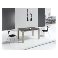 table repas extensible armonia 6 couverts 120/190x90cm pieds beiges plateau céramique noir
