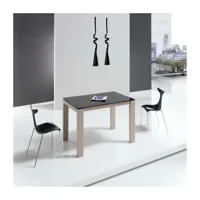 table repas extensible armonia 8 couverts 160/230x90cm pieds beiges plateau céramique noir