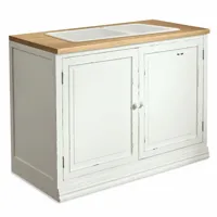 meuble sous évier évreux, blanc vieilli/marron (60 x 120 x 89cm)