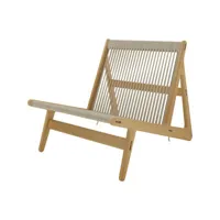 gubi - fauteuil lounge initial en bois, corde couleur bois naturel 65 x 81.13 69 cm designer mathias rasmussen made in design