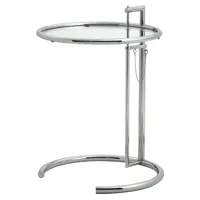 classicon - table d'appoint en verre, acier chromé couleur métal 60 x 50 70 cm designer eileen gray made in design