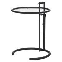 classicon - table d'appoint e 1027 en verre, acier peint couleur noir 60 x 50 55 cm designer eileen gray made in design