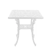 seletti - table carrée industry garden en métal, fonte d'aluminium couleur blanc 89.63 x 71 cm designer studio job made in design