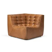 ethnicraft - chauffeuse d'angle n701 en cuir, cuir aniline couleur marron 91 x 96.55 76 cm designer jacques  deneef made in design