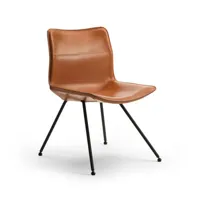 zanotta - chaise rembourrée dan en cuir, cuir sellier couleur marron 50 x 66.94 83 cm designer patrick norguet made in design