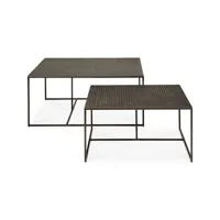 ethnicraft - tables gigognes pentagon en métal, mineral couleur noir 64.15 x 36 cm designer design studio made in
