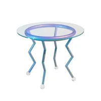memphis milano - table ronde night tales en verre, verre iridescent couleur transparent 70 x 90 71.5 cm designer masanori umeda made in design