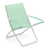 emu - chaise longue pliable inclinable snooze vert 75 x 62.14 105 cm designer marco marin métal, tissu technique