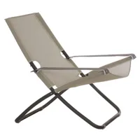 emu - chaise longue pliable inclinable snooze marron 75 x 136 105 cm designer marco marin tissu