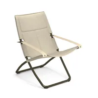 emu - chaise longue pliable inclinable snooze en tissu, maille 3d synthétique couleur beige 75 x 62.14 105 cm designer marco marin made in design