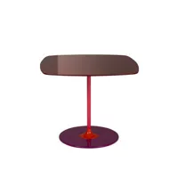 kartell - table d'appoint thierry en verre, acier peint couleur rouge 66.94 x 40 cm designer piero lissoni made in design