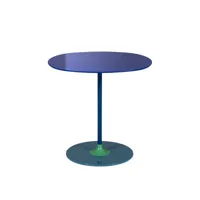 kartell - table d'appoint thierry en verre, acier peint couleur bleu 61.09 x 45 cm designer piero lissoni made in design