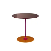 kartell - table d'appoint thierry en verre, acier peint couleur rouge 61.09 x 45 cm designer piero lissoni made in design