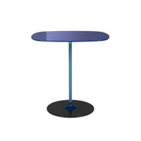 kartell - table d'appoint thierry en verre, acier peint couleur bleu 61.09 x 50 cm designer piero lissoni made in design