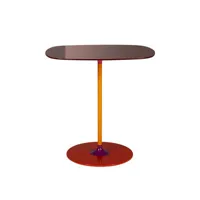 kartell - table d'appoint thierry en verre, acier peint couleur rouge 61.09 x 50 cm designer piero lissoni made in design