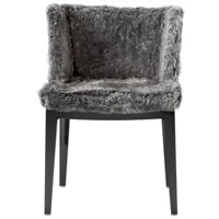 kartell - fauteuil rembourré mademoiselle en tissu, fourrure synthétique couleur noir 55 x 58 74 cm designer kravitz design made in