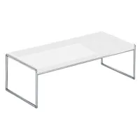 kartell - table basse trays en plastique, acier chromé couleur blanc 80 x 40 25.3 cm designer piero lissoni made in design
