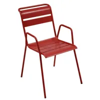 fermob - fauteuil bridge empilable monceau en métal, acier peint couleur rouge 52 x 68.5 85 cm designer studio made in design