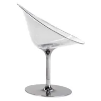kartell - fauteuil pivotant eros en plastique, acier chromé couleur transparent 66 x 62 79 cm designer philippe starck made in design