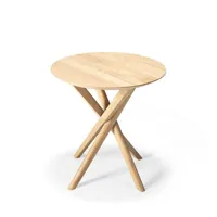 ethnicraft - table d'appoint mikado en bois, chêne massif couleur bois naturel 60 x 50 cm designer alain van havre made in design