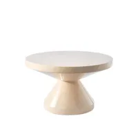 pols potten - table basse zig zag en plastique, polyester laqué couleur beige 60 x cm made in design