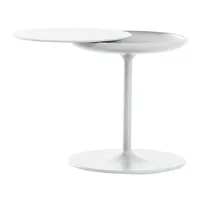 zanotta - table d'appoint en plastique, multicouches plaqué aluminium couleur blanc 53 x 54 50 cm designer salvatore indriolo made in design