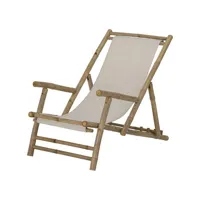bloomingville - chaise longue pliable inclinable korfu en bois, bambou couleur bois naturel 60 x 94.35 77 cm made in design