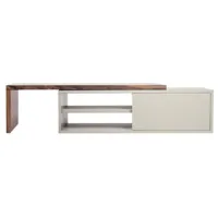 pop up home - meuble tv extensible slide en bois, placage  noyer couleur bois naturel 110 x 80 12 cm designer rodolphe castellani made in design