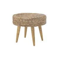 bloomingville - pouf mobilier fibre en fibre végétale, jacinthe d'eau couleur bois naturel 60 x 48 cm made in design