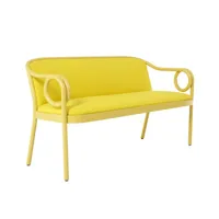 wiener gtv design - banc rembourré loop en bois, hêtre cintré couleur jaune 145 x 62 77 cm designer india mahdavi made in