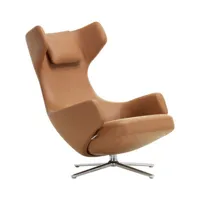 vitra - fauteuil rembourré grand repos en cuir, plumes couleur marron 74 x 81 110 cm designer antonio citterio made in design