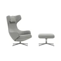 vitra - fauteuil rembourré grand repos en tissu, plumes couleur gris 74 x 81 110 cm designer antonio citterio made in design