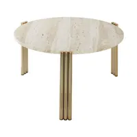 aytm - table basse tribus en pierre, pierre travertin couleur beige 60 x 35 cm made in design