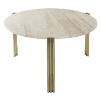 aytm - table basse tribus en pierre, pierre travertin couleur beige 80 x 45 cm made in design