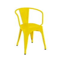 tolix - fauteuil empilable a en métal, acier laqué couleur jaune 51 x 73.5 cm designer jean pauchard made in design