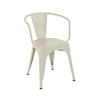 tolix - fauteuil empilable a en métal, acier laqué couleur blanc 51 x 73.5 cm designer jean pauchard made in design