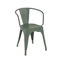 tolix - fauteuil empilable a en métal, acier laqué couleur vert 51 x 73.5 cm designer jean pauchard made in design